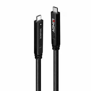 Lindy 15m USB 3.2 Gen 2 & DP 1.4 Type C hübriidkaabel, 15 m, USB C, USB C, USB 3.2 Gen 1 (3.1 Gen 1), 5 Gbit/s, Must