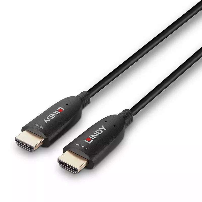 Lindy 60m fiiberoptiline hübriid-HDMI 8K60 kaabel, 60 m, HDMI Type A (Standard), HDMI Type A (Standard), 48 Gbit/s, Must