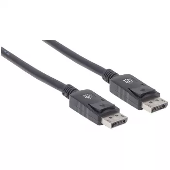 Manhattan DisplayPort 1.2 kaabel, 4K@60 Hz, 1 m, isane-isanele, riividega, täielikult varjestatud, must, eluaegne garantii, võrdväärne mudeliga DISPL1M