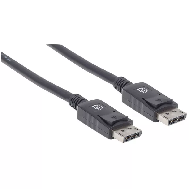 Manhattan DisplayPort 1.2 kaabel, 4K@60 Hz, 1 m, isane-isanele, riividega, täielikult varjestatud, must, eluaegne garantii, võrdväärne mudeliga DISPL1M