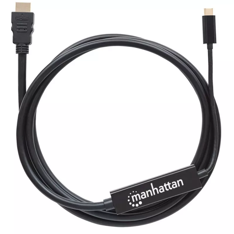 Manhattan USB-C HDMI-kaabel, 4K@30Hz, 2m, must, isane isasele, kolmeaastane garantii