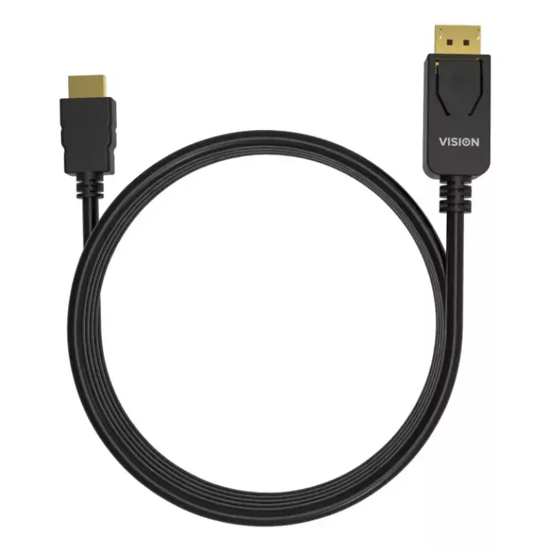 Video kaabli adapter VISION TC 2MDPHDMI8K/BL — 2 m DisplayPort HDMI-le, 6 mm, Must