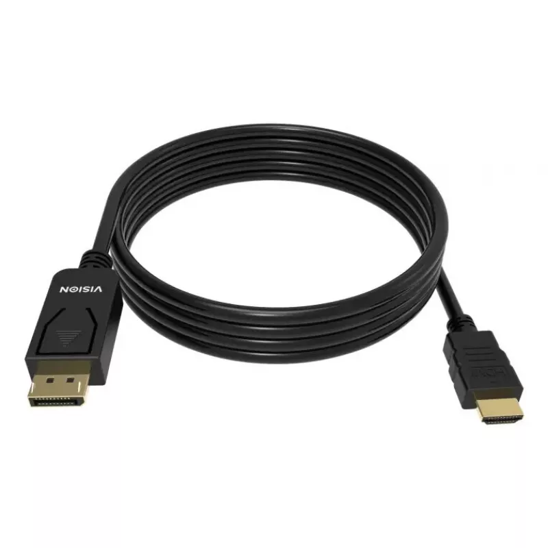 Video kaabli adapter VISION TC 2MDPHDMI8K/BL — 2 m DisplayPort HDMI-le, 6 mm, Must