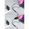 Manhattan Dual USB-C to USB-C laadimiskaabel, 100 W, 2 m, isane kahe isasele, nutikas võimsusjagaja kaabel, laeb kahte seadet ühest USB-C PD-pordist, pakub ühe seadme laadimisel kuni 100 W ja kahe seadme samaaegsel laadimisel kuni 70 W + 28 W, punutud ümbris, alumiiniumist kaitse, must
