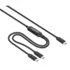 Manhattan Dual USB-C to USB-C laadimiskaabel, 100 W, 2 m, isane kahe isasele, nutikas võimsusjagaja kaabel, laeb kahte seadet ühest USB-C PD-pordist, pakub ühe seadme laadimisel kuni 100 W ja kahe seadme samaaegsel laadimisel kuni 70 W + 28 W, punutud ümbris, alumiiniumist kaitse, must