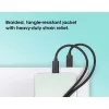 Manhattan Dual USB-C to USB-C laadimiskaabel, 100 W, 2 m, isane kahe isasele, nutikas võimsusjagaja kaabel, laeb kahte seadet ühest USB-C PD-pordist, pakub ühe seadme laadimisel kuni 100 W ja kahe seadme samaaegsel laadimisel kuni 70 W + 28 W, punutud ümbris, alumiiniumist kaitse, must