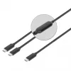 Manhattan Dual USB-C to USB-C laadimiskaabel, 100 W, 2 m, isane kahe isasele, nutikas võimsusjagaja kaabel, laeb kahte seadet ühest USB-C PD-pordist, pakub ühe seadme laadimisel kuni 100 W ja kahe seadme samaaegsel laadimisel kuni 70 W + 28 W, punutud ümbris, alumiiniumist kaitse, must