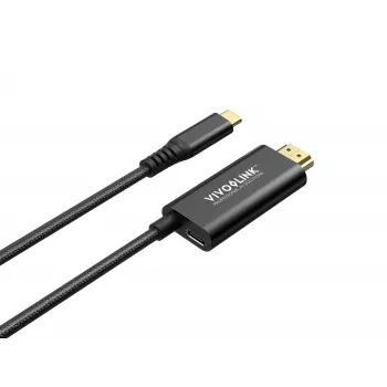 VivoLink USB-C–HDMI-kaabel 100 W toiteedastusega, mudel PROUSBCHDMIMM2-CHARGE