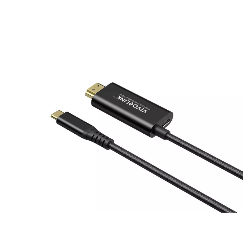 VivoLink USB-C–HDMI-kaabel 100 W toiteedastusega, mudel PROUSBCHDMIMM2-CHARGE