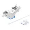 Intellinet Cat6a 10G varjestatud tööriistavaba õhuke keystone-pistik, lame, sinine, RJ-45, IDC, emane, kullatud