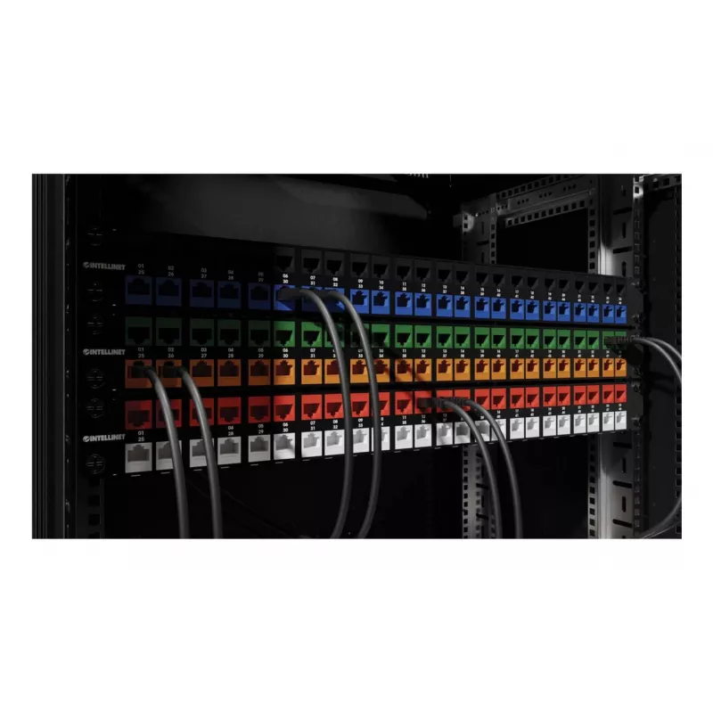 Intellinet Cat6a 10G varjestatud tööriistavaba õhuke keystone-pistik, lame, sinine, RJ-45, IDC, emane, kullatud