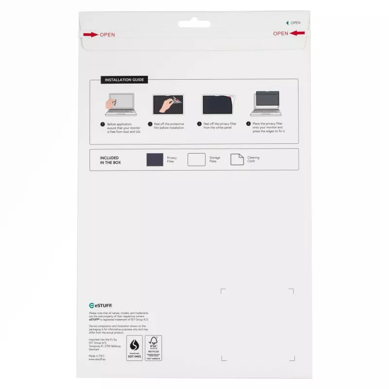 Ekraani privaatsusfilter eSTUFF GLBW13286190 16:9 peegeldusvastane