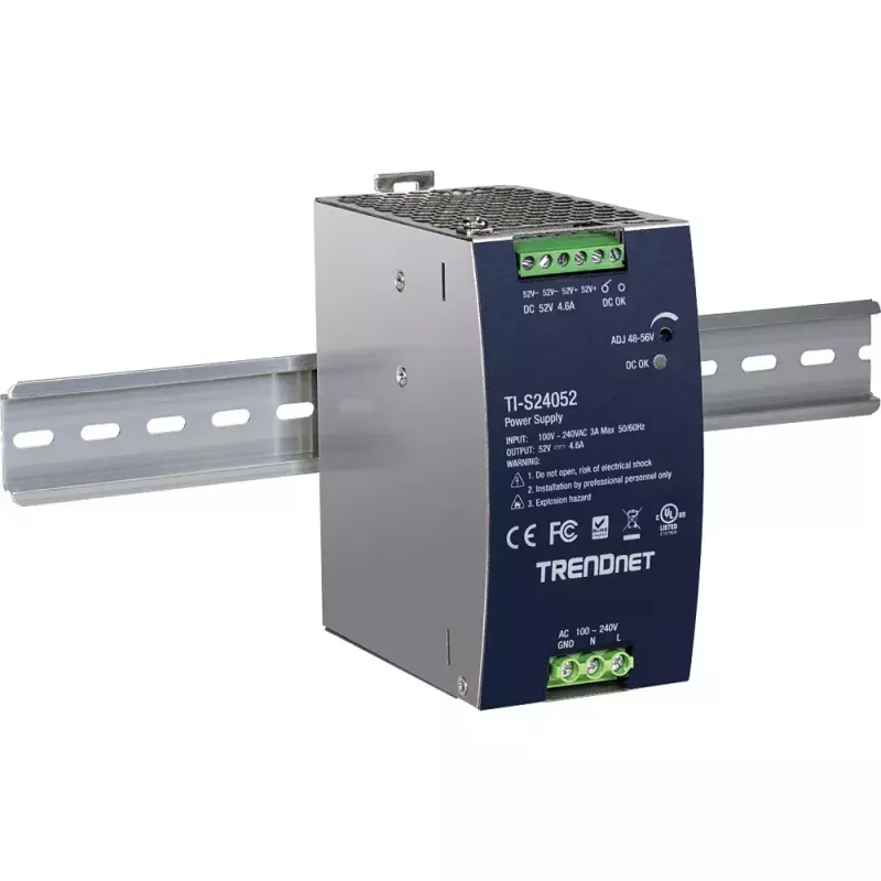 Toiteplokk TRENDNET TI-S24052 võrgukommutaatorile, 240W, AC 90–264V, kaitse: OCP/OPP/OVP/OTP/lühis, must