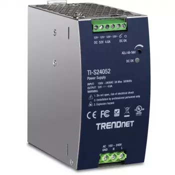 Toiteplokk TRENDNET TI-S24052 võrgukommutaatorile, 240W, AC 90–264V, kaitse: OCP/OPP/OVP/OTP/lühis, must