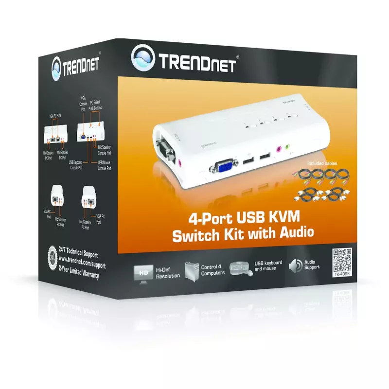 KVM-lüliti Trendnet TK-409K USB VGA 2048x1536 1,6 m juhtmega sinine