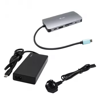 i-tec Metal USB-C Nano Dock HDMI/VGA LAN-i ja universaalse 77 W laadijaga