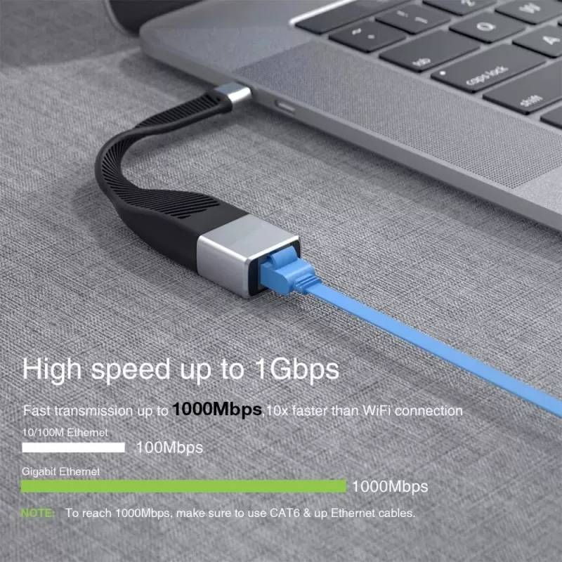 Techly ICOC USBC-RJ45 võrgukaabel Must 0,144 m