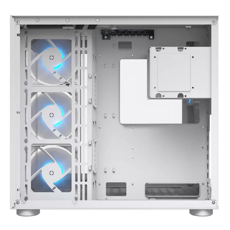 PC Midi Torn Korpus Cougar FV150 ARGB Valge — ATX/Mikro-ATX/Mini-ITX, 3x120mm ees, 1x120mm taga, 2x3,5 tolli + 2x2,5 tolli pesad, USB 3.2 Gen1