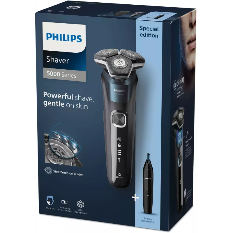 Elektriline pardel Philips S5889/11 seeria 5000 – märg ja kuiv, rotatsioonpardel, SteelPrecision terad