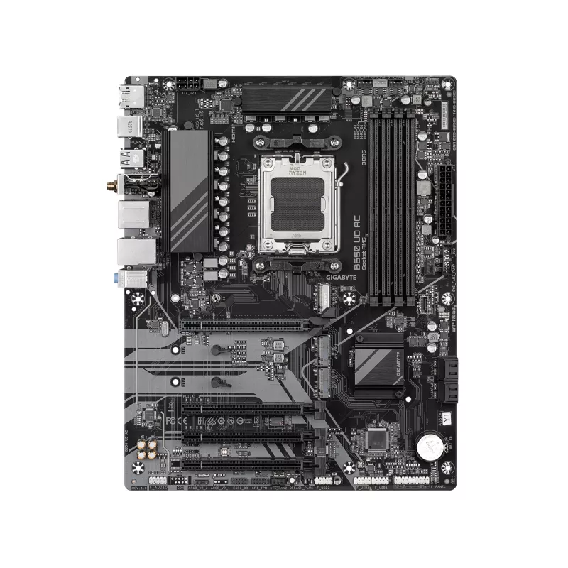 GIGABYTE B650 UD AC emaplaat - AMD Ryzen 9000 seeria protsessorid, 6+2+2 faasiga VRM, kuni 8000 MHz DDR5 (OC), 1x PCIe 5.0 + 2x PCIe 4.0 M.2, GbE LAN, WIFI 5, USB 3.2 Gen 2