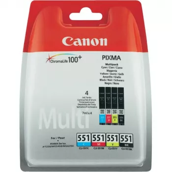 Canon CLI-551 C/M/Y/BK w/sec tindikassett 4 tk Originaal Standardväljastus Must, Tsüaan, magenta, Kollane