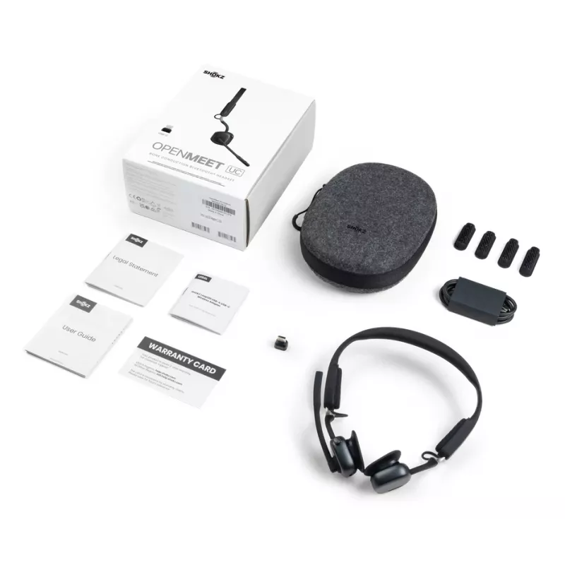 SHOKZ OpenMeet UC juhtmevaba Bluetooth luujuhtivusega videokonverentsi peakomplekt USB-C adapteriga