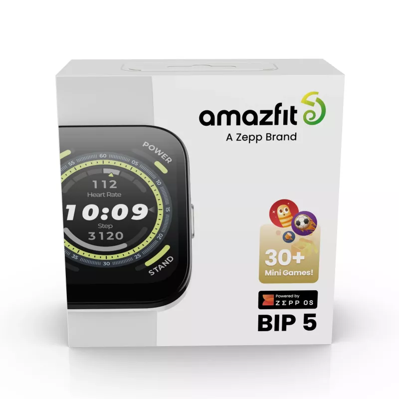 Amazfit Bip 5 4,85 cm (1,91 tolli) TFT 45,9 mm Digitaalne 320 x 380 pikslit Puuteekraan Valge GPS (satelliit)