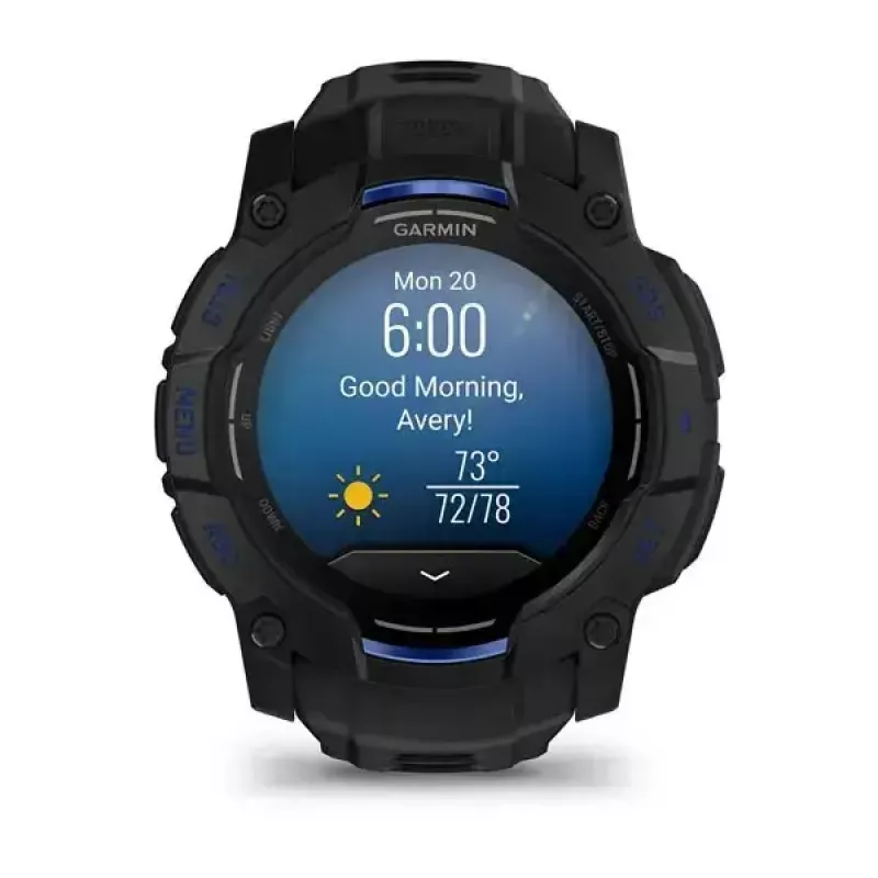 Nutikell GARMIN Instinct 3 45 mm, 1,3-tolline AMOLED, 416×416, GPS, alumiinium/GFRP-korpus, silikoonrihm
