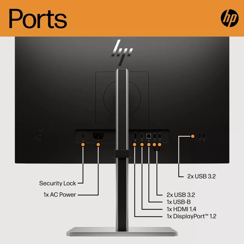 HP E24 G5 FHD PVC-vaba monitor, 60,5 cm (23,8 tolli), 1920 x 1080 pikslit, Full HD, LCD, 5 ms, must, hõbedane