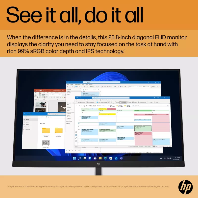 HP E24 G5 FHD PVC-vaba monitor, 60,5 cm (23,8 tolli), 1920 x 1080 pikslit, Full HD, LCD, 5 ms, must, hõbedane