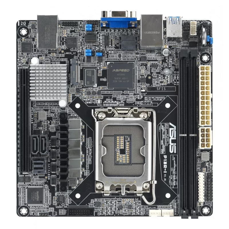 Emaplaat ASUS P13R-I Mini ITX, Intel C262 kiibistik, LGA 1700, DDR5, 2x DIMM, 64 GB, 6x SATA III, 3x RJ-45