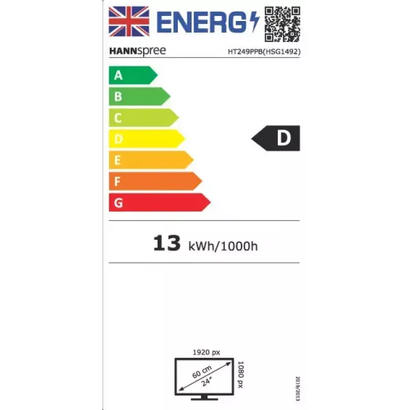 Hannspree HT249PPB arvutikuvar 60,5 cm (23,8 tolli) 1920 x 1080 pikslit Full HD LED Puutetundlik Must