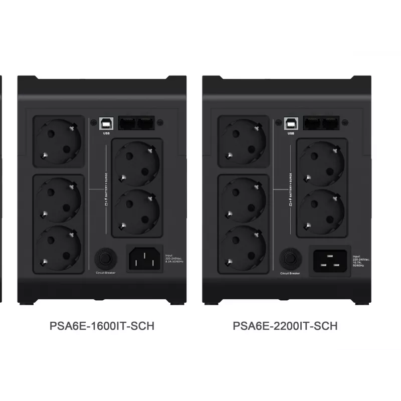 Vertiv PowerUPS 200 Essential PSA6E-1600IT-SCH, 1600VA/925W, Line-Interactive, 1,6 kVA, 925 W, Sine, 140 V, 290 V