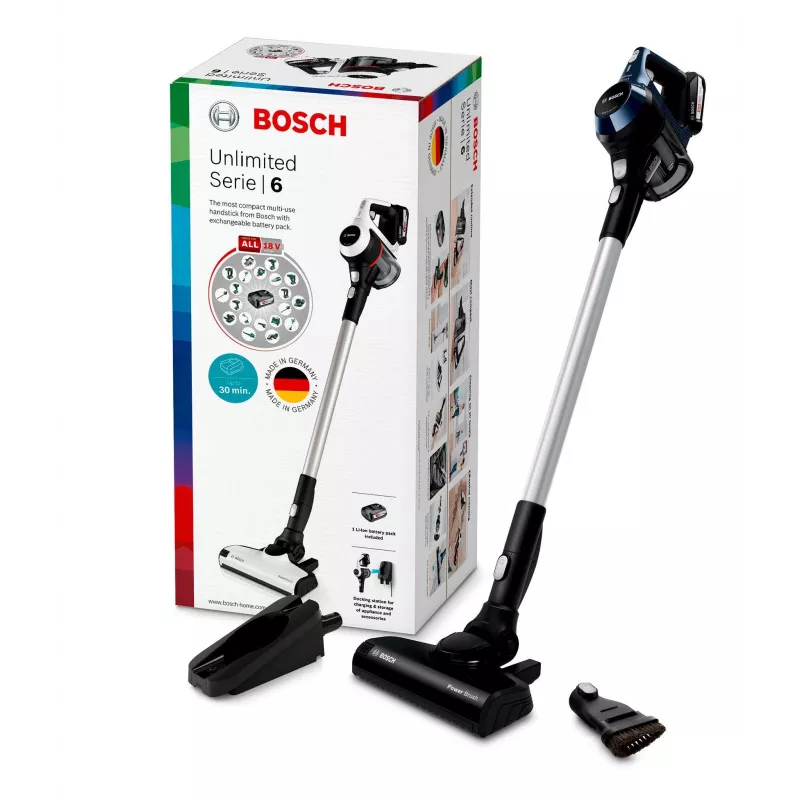 Bosch Serie 6 BBS611PCK pulkpuhasti/elektriline luud 2-in-1 pulkpuhasti Aku Kuiv Hügieenifilter Kotita Sinine 2.5 Ah