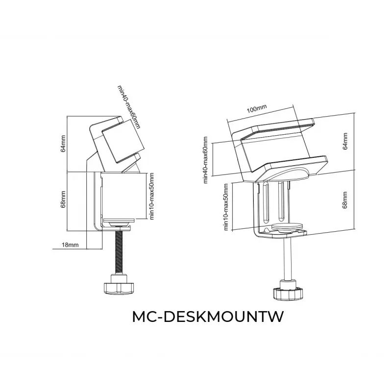 MicroConnect MC-DESKMOUNTW lauaklamber pistikupesade jaoks