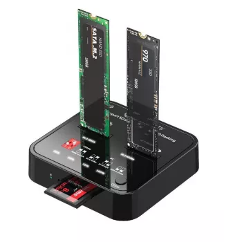 Meedia paljundaja CoreParts MS-CLONER-M2-SD Must USB USB-C M.2