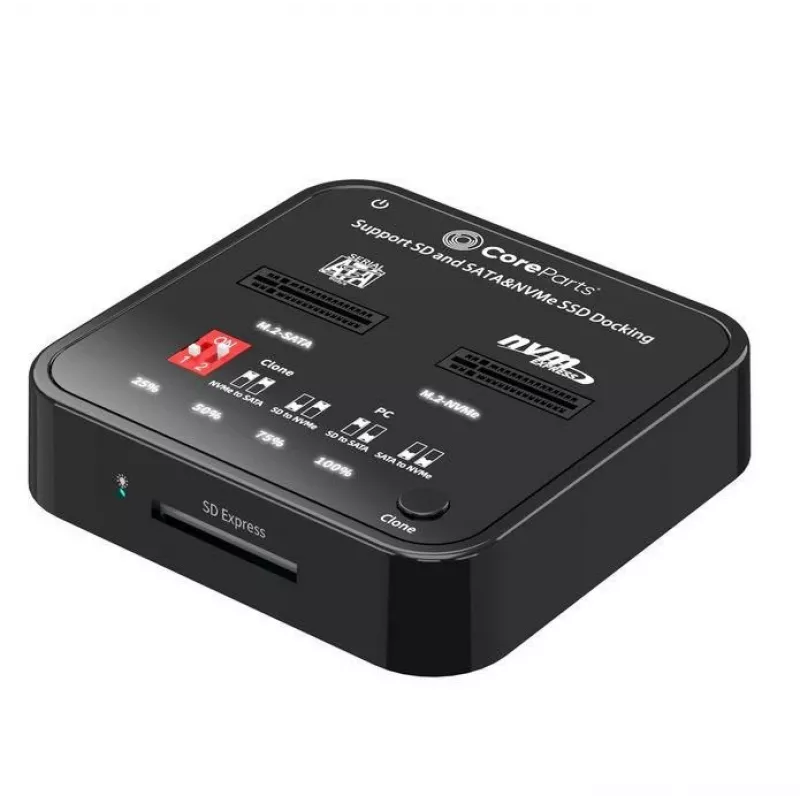 Meedia paljundaja CoreParts MS-CLONER-M2-SD Must USB USB-C M.2