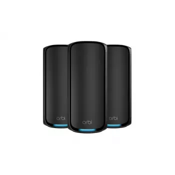 NETGEAR Orbi 970 Series Quad-Band WiFi 7, 3-Pack Quad-band (2.4 GHz / 5 GHz-1 / 5 GHz-2 / 6 GHz) Wi-Fi 6 (802.11ax) Must Sisemine