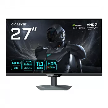GIGABYTE G27Q20 27-tolline QHD mängurimonitor - 2560 x 1440, 200 Hz, 0,5 ms, 350 cd/m², G-Synciga ühilduv, FreeSync Premium, HDR10, HDMI 2.0, DisplayPort 1.4