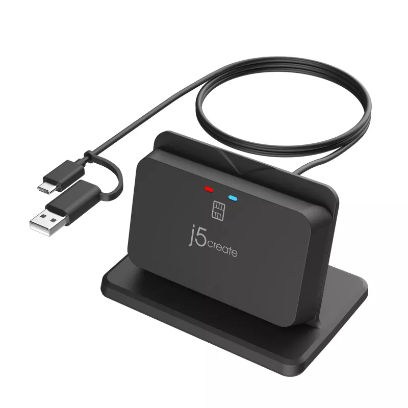 j5create JUR261 USB™ nutikaardi / CAC lugeja alus, USB Type-A/USB USB-C, must, 95 g