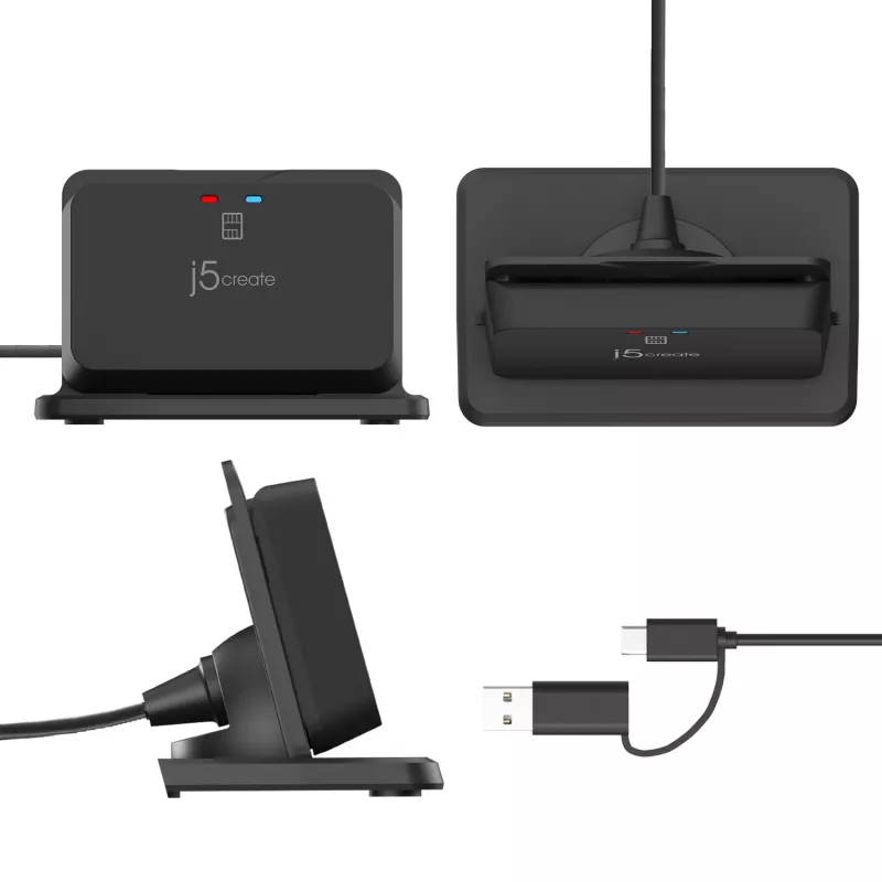 j5create JUR261 USB™ nutikaardi / CAC lugeja alus, USB Type-A/USB USB-C, must, 95 g