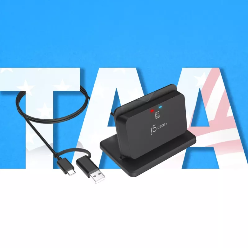 j5create JUR261 USB™ nutikaardi / CAC lugeja alus, USB Type-A/USB USB-C, must, 95 g