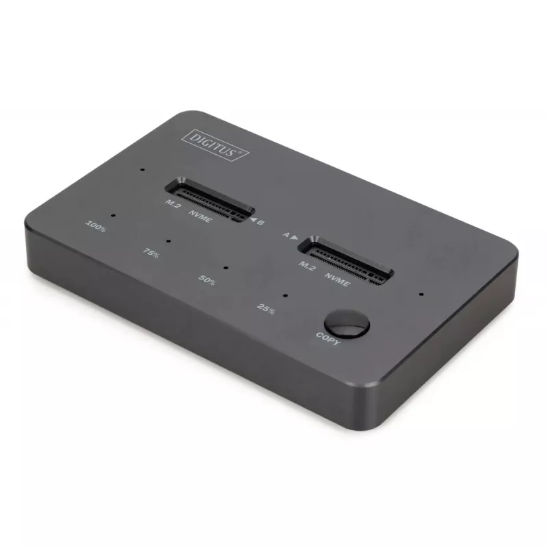 Väline NVMe M.2 SSD kloonimisjaam DIGITUS DA-71545-1, USB 3.1 Gen2 USB-C, toetab 2 M.2 draivi, must
