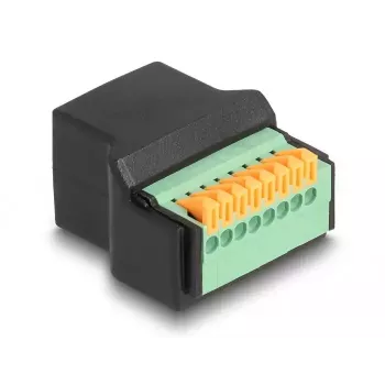 DeLOCK RJ45 emane klemmiploki adapter Must Roheline 1 tk