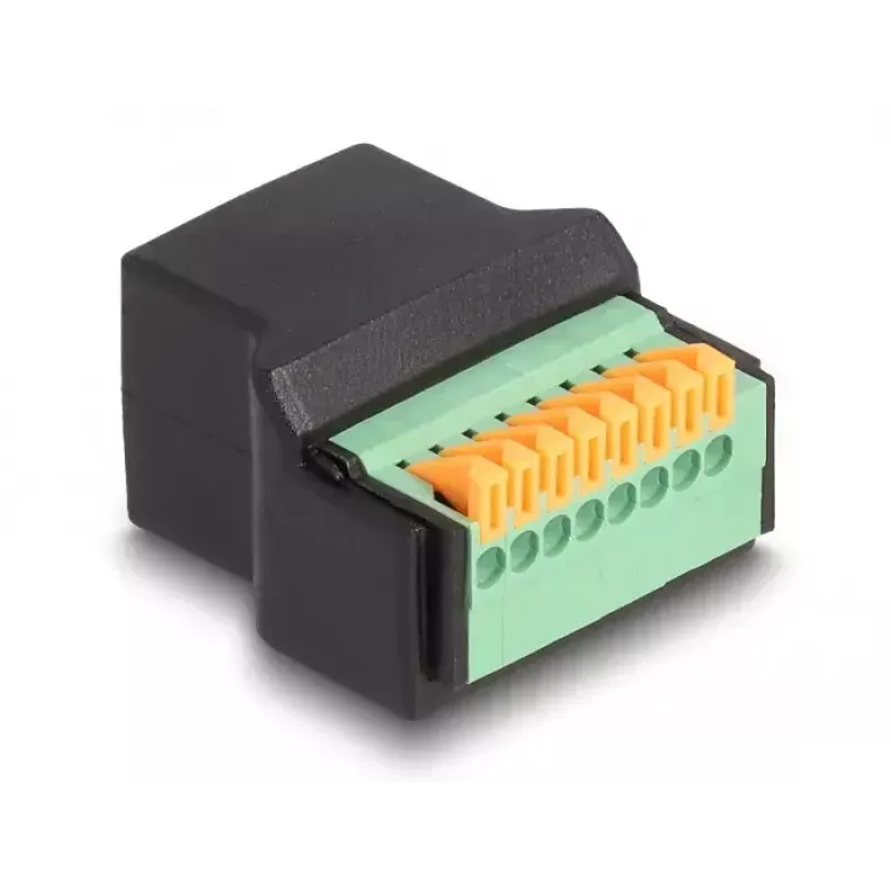 DeLOCK RJ45 emane klemmiploki adapter Must Roheline 1 tk