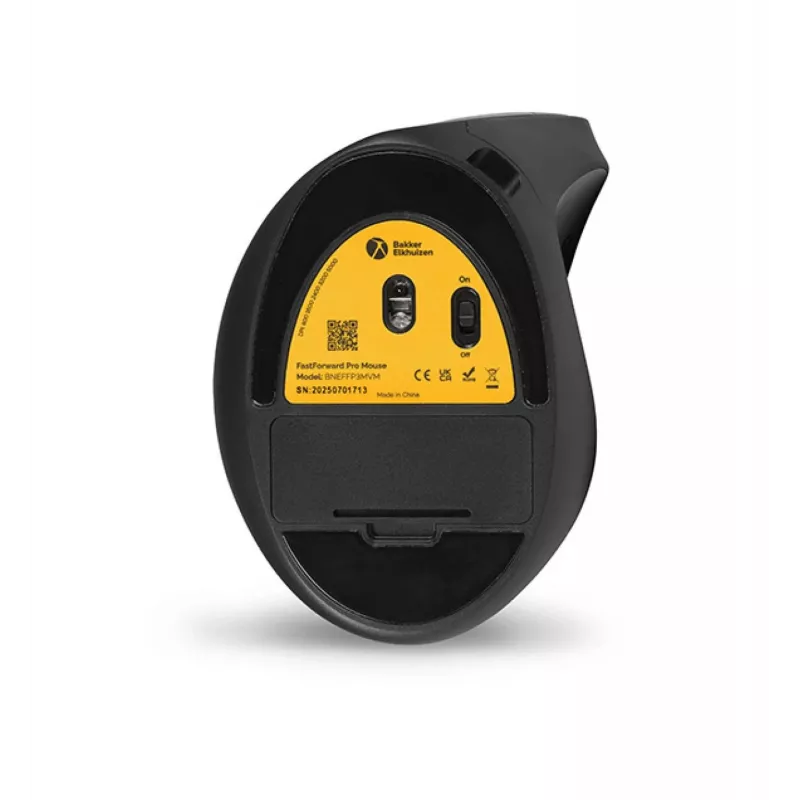 BakkerElkhuizen FastForward Pro hiir, paremakäeline, vertikaalne disain, optiline, RF juhtmevaba + Bluetooth + USB USB-C, 5000 DPI, must, hall