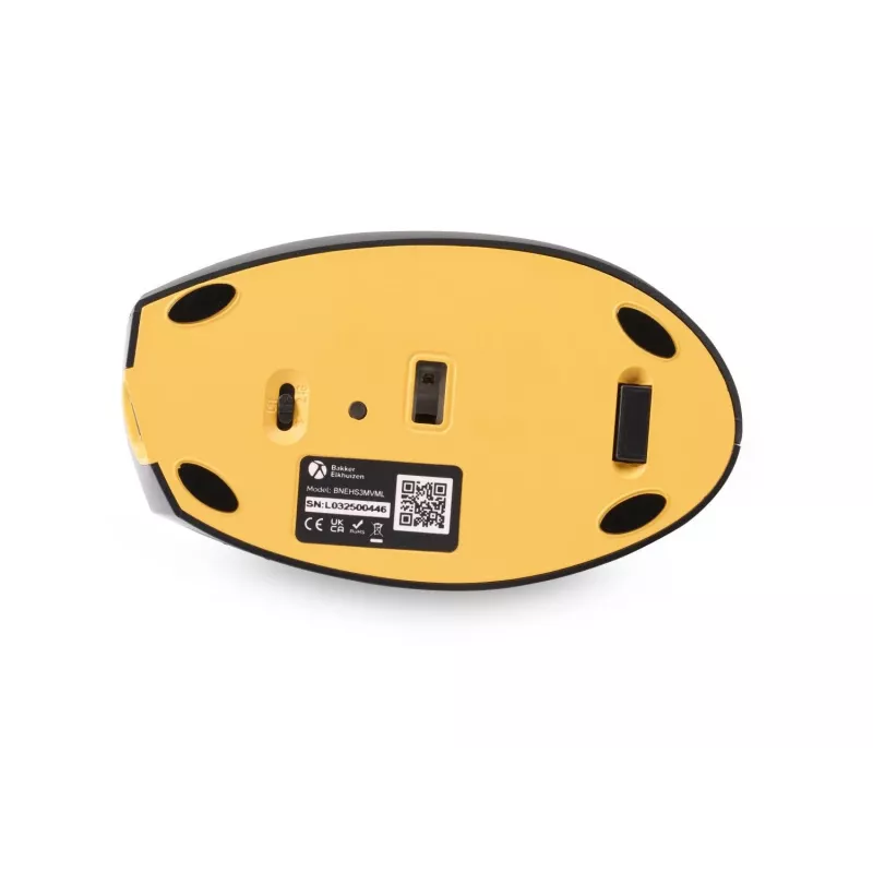 BakkerElkhuizen Handshake hiir vasakukäeline, vasakukäeline, vertikaalne disain, optiline, RF-juhtmevaba + Bluetooth + USB USB-C, 6400 DPI, must, hall