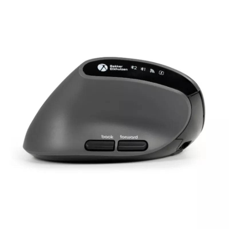 BakkerElkhuizen MidWay hiir vasakukäeline, vasakukäeline, vertikaalne disain, optiline, RF juhtmevaba + Bluetooth + USB USB-C, 2400 DPI, hall, must