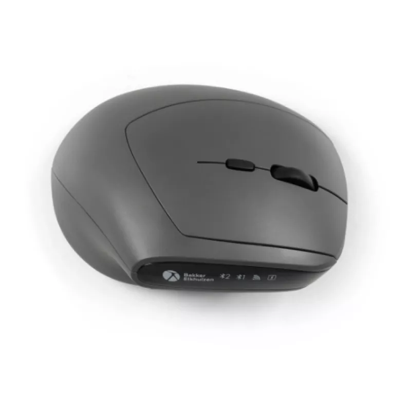 BakkerElkhuizen MidWay hiir vasakukäeline, vasakukäeline, vertikaalne disain, optiline, RF juhtmevaba + Bluetooth + USB USB-C, 2400 DPI, hall, must