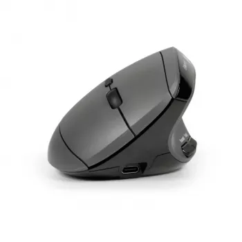 BakkerElkhuizen MidWay hiir Right, paremakäeline, vertikaalne disain, optiline, RF-juhtmevaba + Bluetooth + USB USB-C, 2400 DPI, hall, must